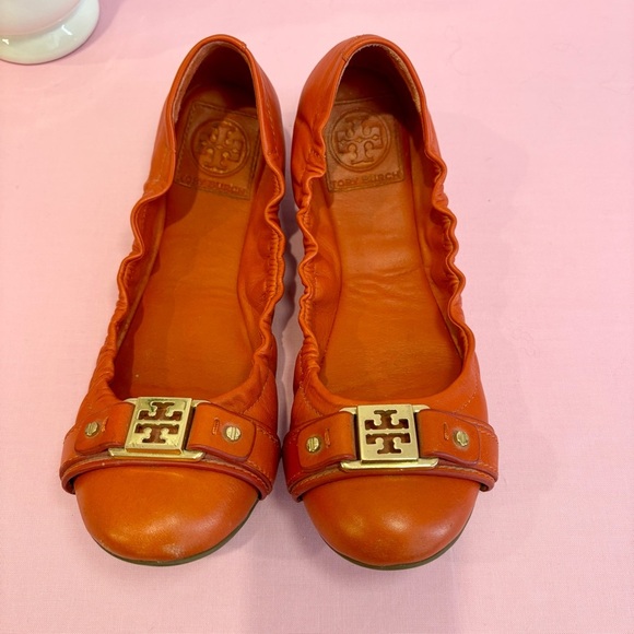 Tory Burch Orange Reva Flats Size 6.5 - Picture 3 of 7